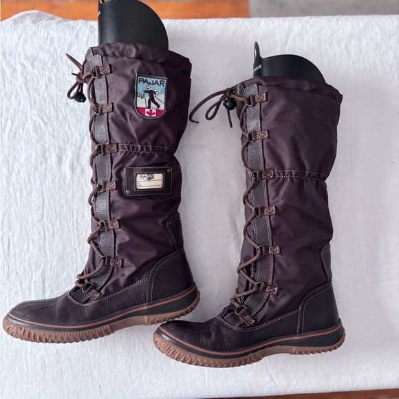 Women’s Pajar Grip Tall Lace Up Water Resistant Lined Snow Boot in Brown Size 9 - Picture 8 of 16